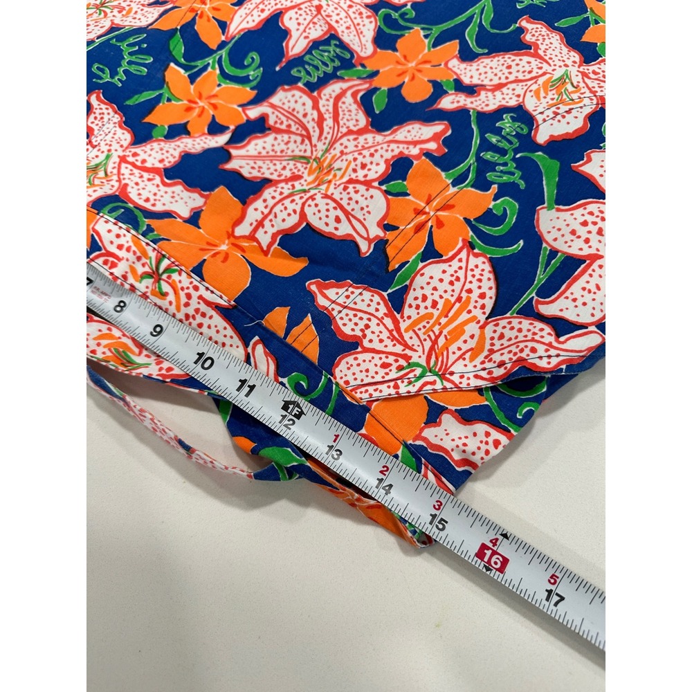 Vintage Lilly Pulitzer The Lilly Floral Wrap Skirt Blue Orange Lily XL W3218 - Picture 7 of 8